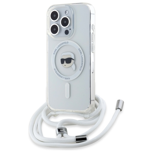 Karl Lagerfeld iPhone 16 Pro Max vāciņš Crossbody IML Karl Head MagSafe, caurspīdīgs