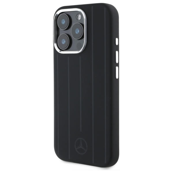 Mercedes iPhone 16 Pro Max vāciņš Silicone Vertical Tonal Stripes MagSafe, melns