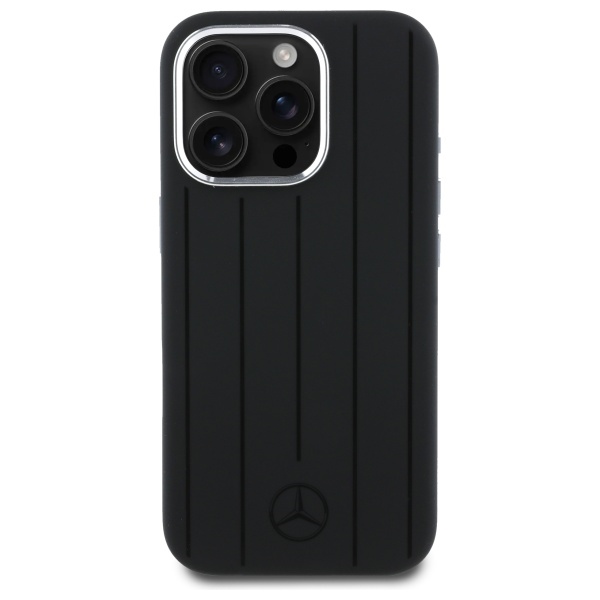Mercedes iPhone 16 Pro Max vāciņš Silicone Vertical Tonal Stripes MagSafe, melns