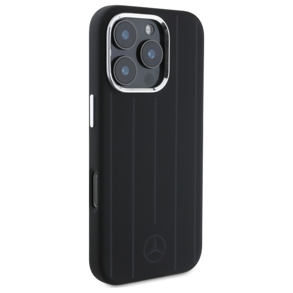 Mercedes iPhone 16 Pro Max vāciņš Silicone Vertical Tonal Stripes MagSafe, melns