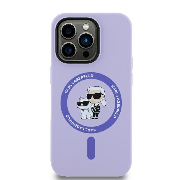 Apple iPhone 14 Pro Max 6.7\'\' Karl Lagerfeld Silicone Karl&Choupette Heads Ring MagSafe Cover Case, Purple