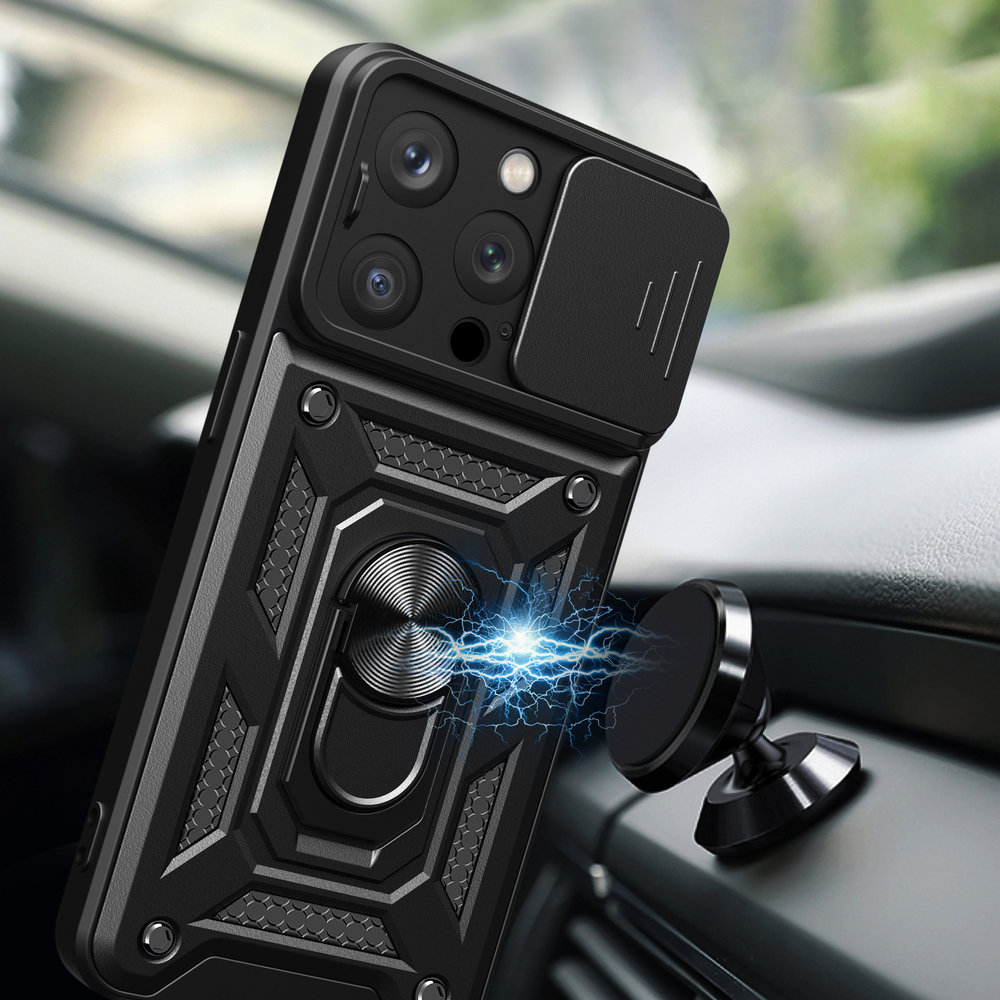 Hybrid Armor Camshield vāciņš iPhone 15 Pro Max ar kameras aizsargu, zils