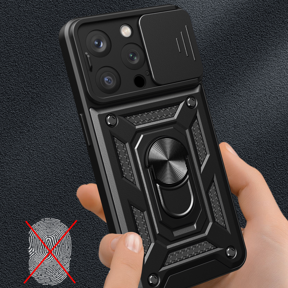 Hybrid Armor Camshield vāciņš iPhone 15 Pro Max ar kameras aizsargu, zils