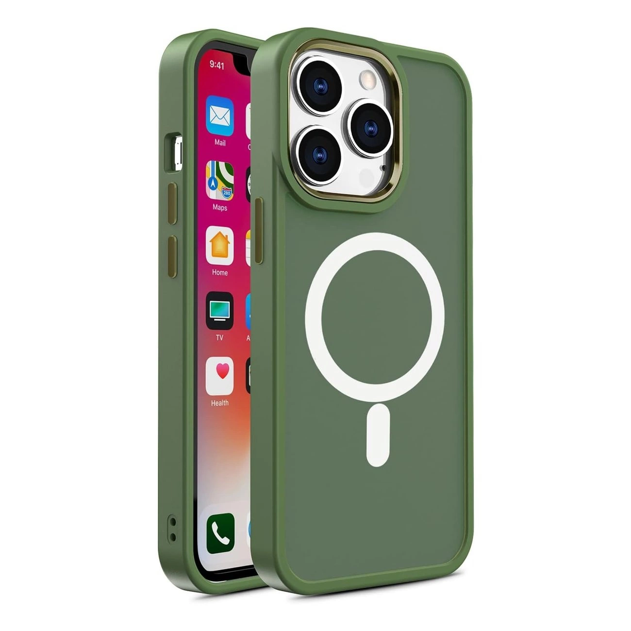 Magnētiskais krāsu matētais apvalks iPhone 15 Pro Max - zaļš | Magnetic Color Matte Case for green
