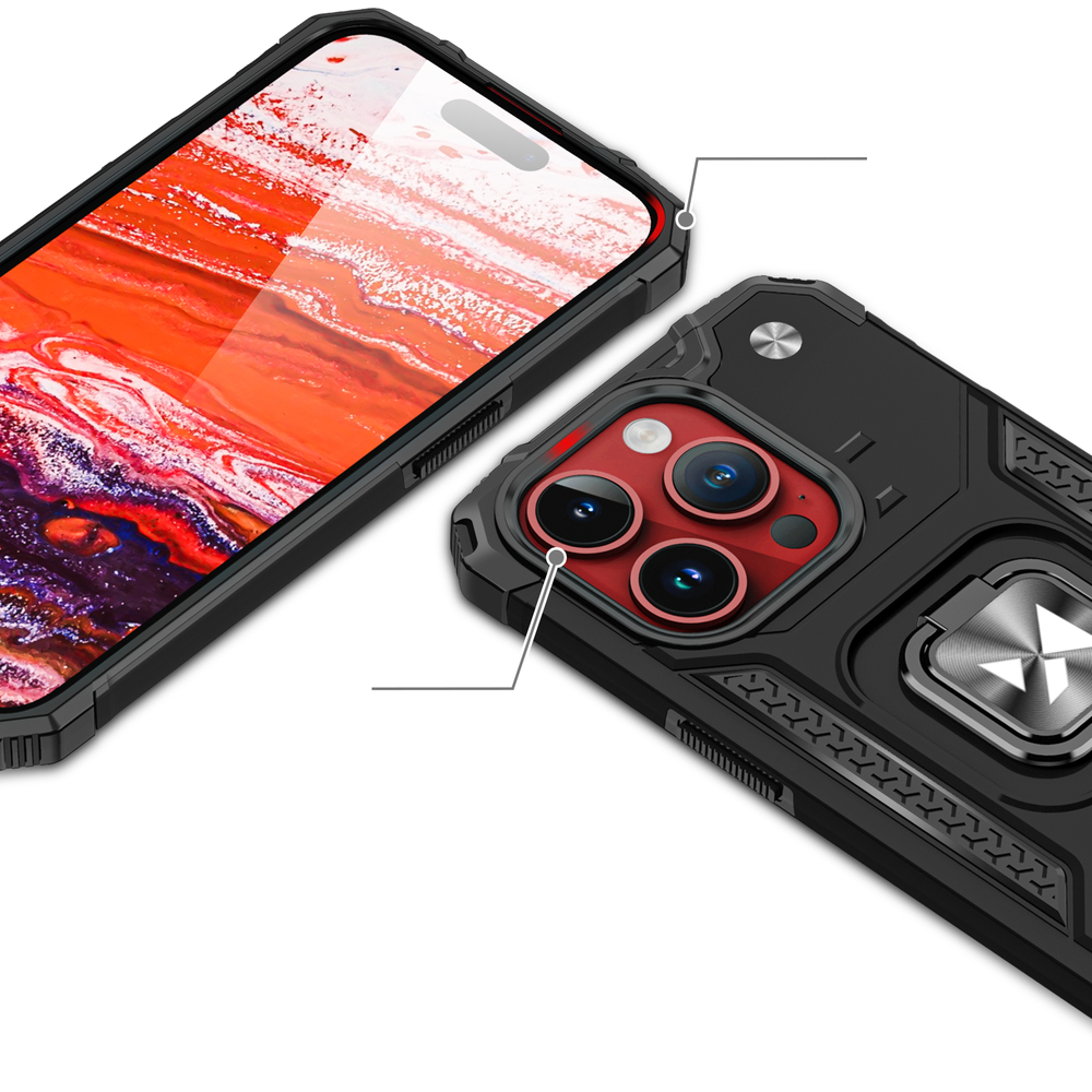 Wozinsky Ring Armor iPhone 15 Pro Max Ring Armor Case - Silver