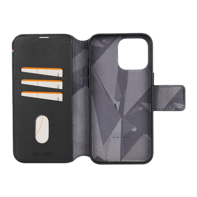 Dekodējams noņemams maksts apvalks no ādas ar MagSafe priekš iPhone 15 Pro Max - melns | Decoded Detachable Wallet...