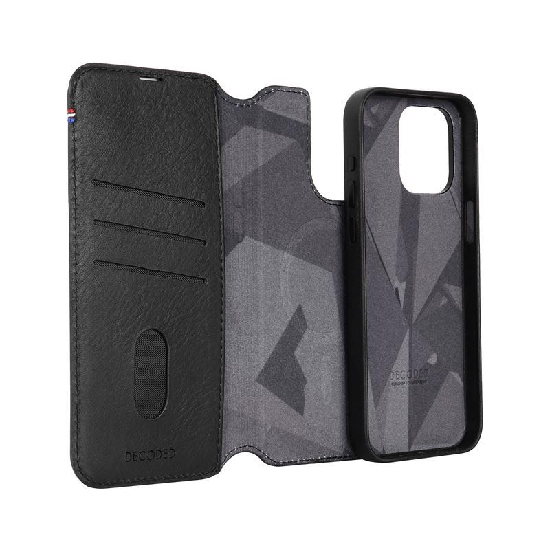 Dekodējams noņemams maksts apvalks no ādas ar MagSafe priekš iPhone 15 Pro Max - melns | Decoded Detachable Wallet...
