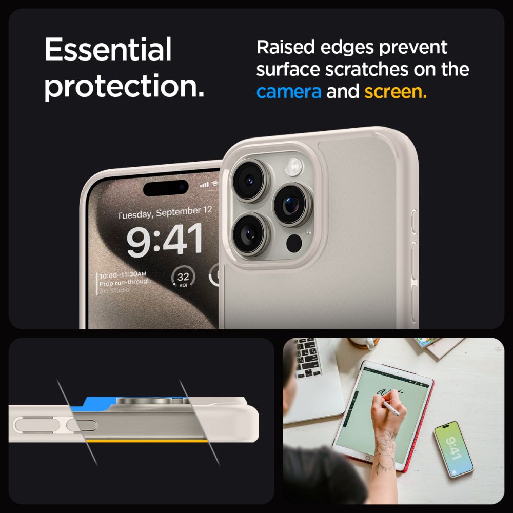 Spigen Ultra Hybrid iPhone 15 Pro Max Case - Natural Titanium
