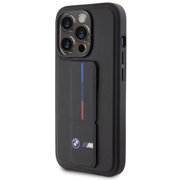 BMW iPhone 15 Pro Max Case Grip Stand Hot Stamp, Black
