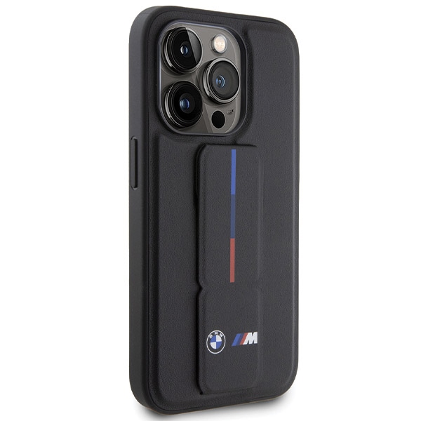BMW iPhone 15 Pro Max Case Grip Stand Hot Stamp, Black