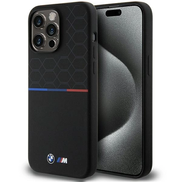 BMW iPhone 15 Pro Max Case Silicone Pattern MagSafe, Black