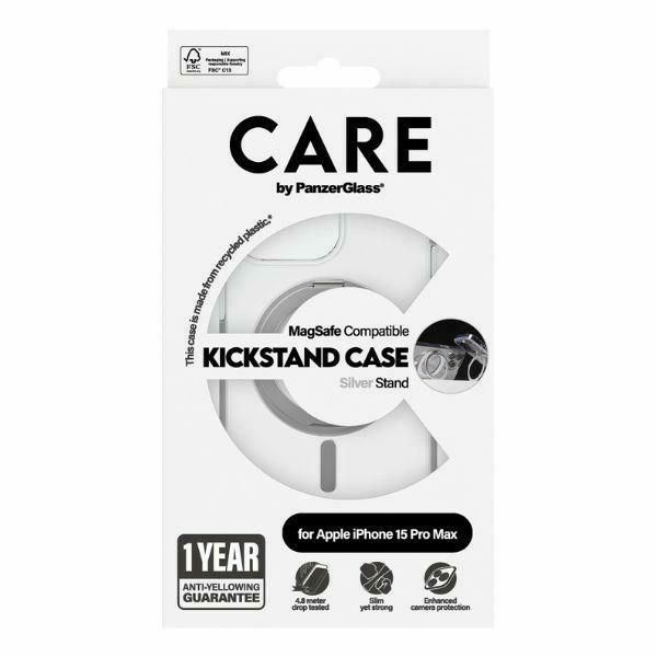PanzerGlass iPhone 15 Pro Max vāciņš Kickstand Case MagSafe, sudraba