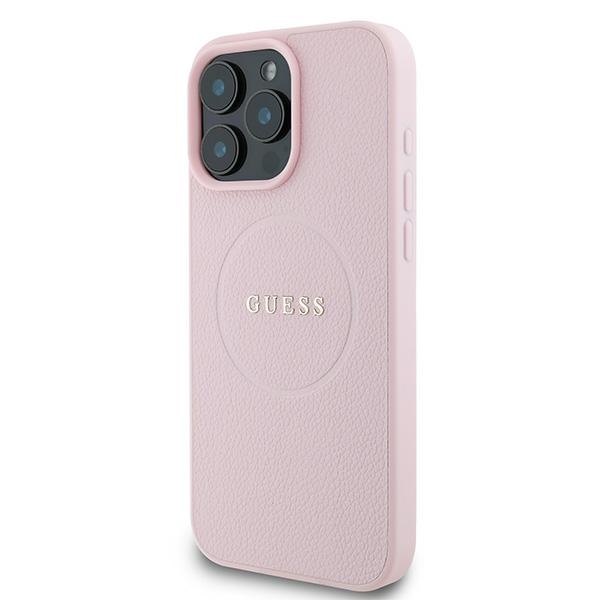 Guess iPhone 15 Pro Max Case Grained Gold Ring MagSafe, Pink