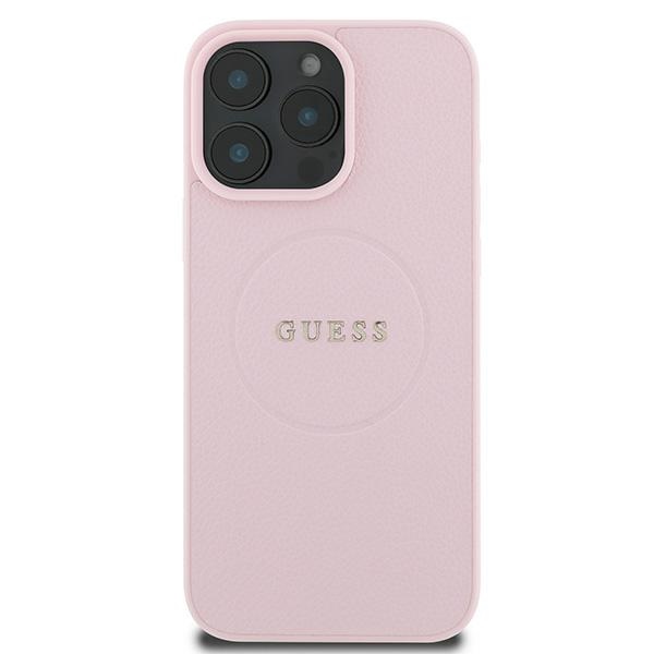 Guess iPhone 15 Pro Max Case Grained Gold Ring MagSafe, Pink