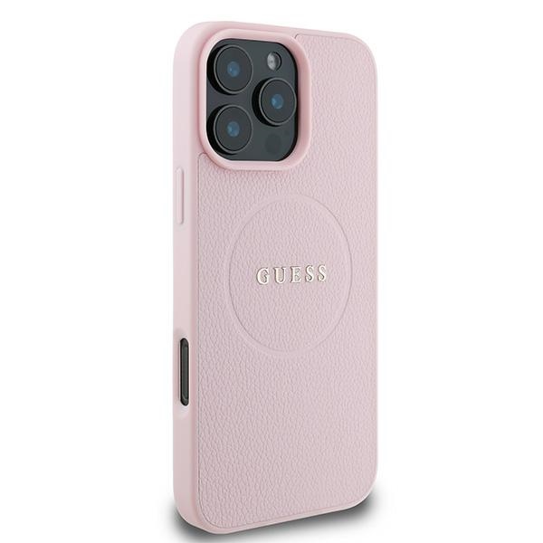 Guess iPhone 15 Pro Max Case Grained Gold Ring MagSafe, Pink