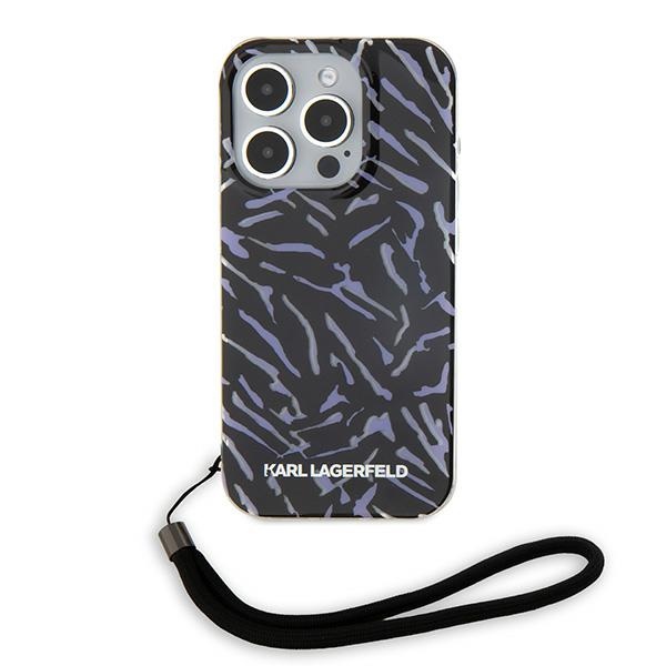 Karl Lagerfeld iPhone 15 Pro Max vāciņš IML Zebra Pattern & Cord, violets