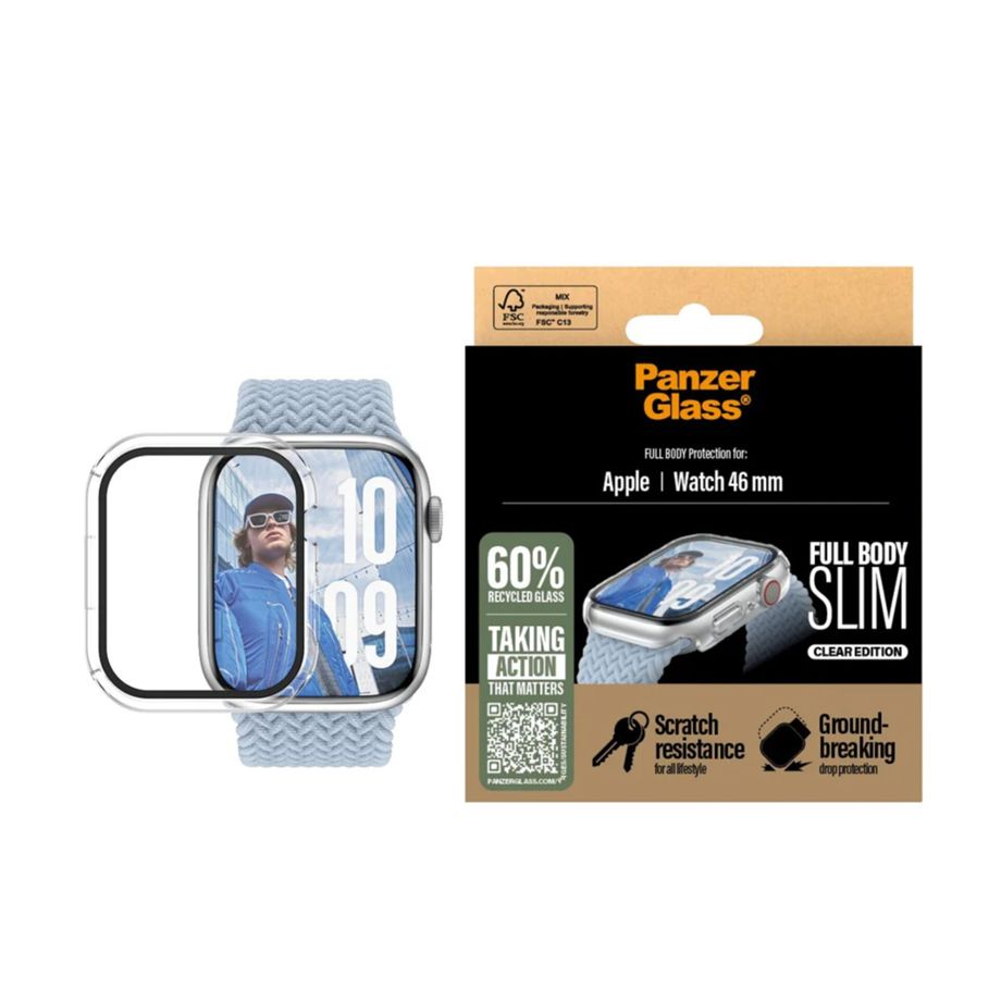 PanzerGlass Snappie Full Body Apple Watch 10 46mm aizsargvāciņš, caurspīdīgs