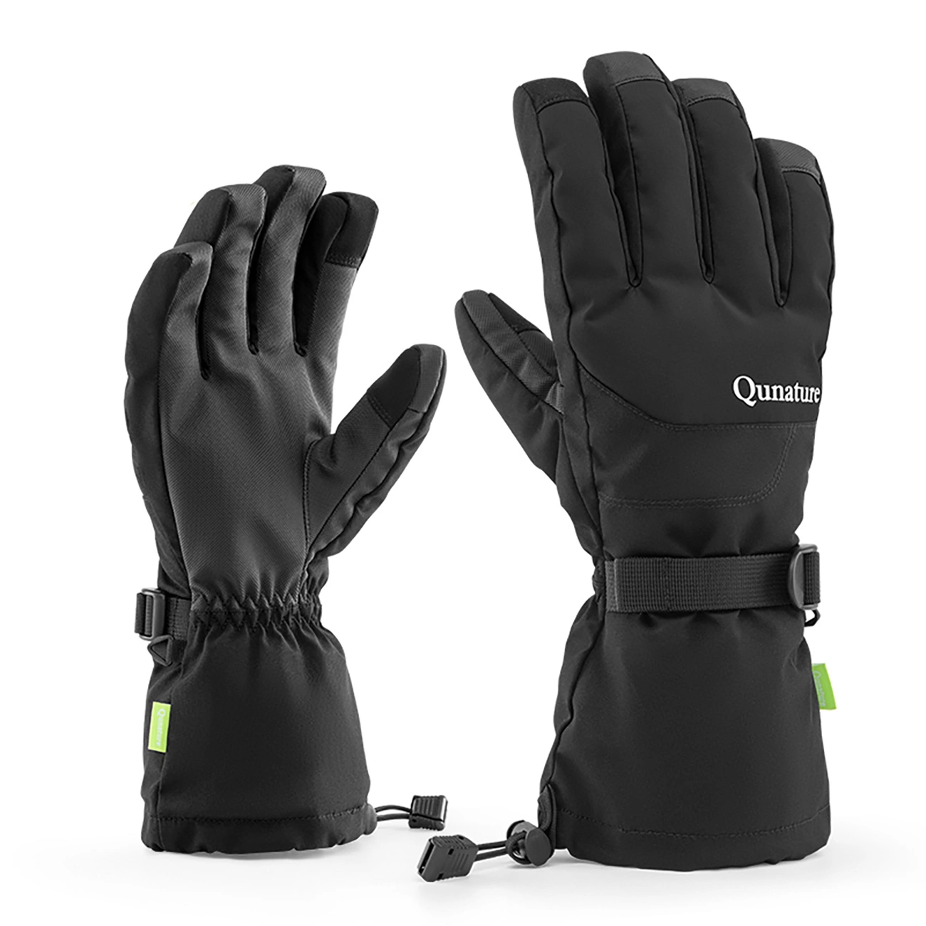 Qunature Finger Style Ski Gloves, Size L, Black