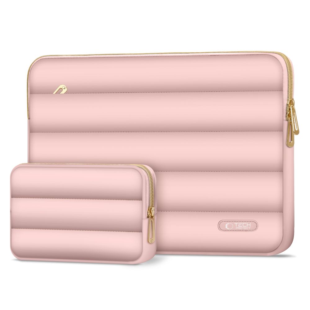 Tech-Protect Puffy 13-14\" Laptop Bag & Accessory Pouch, Pink