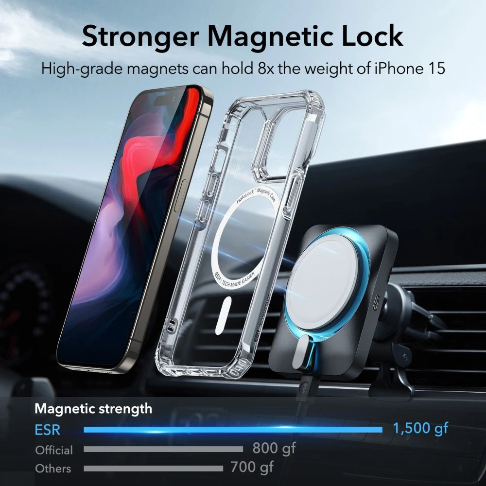 ESR Air Armor Halolock MagSafe apvalks iPhone 15 Pro Max - caurspīdīgs | Case for Clear