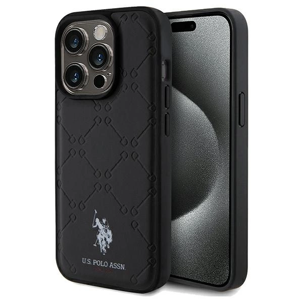 US Polo Assn. telefona vāciņš ar kokarda rakstu iPhone 15 Pro Max - melns | Case Yoke Pattern for black