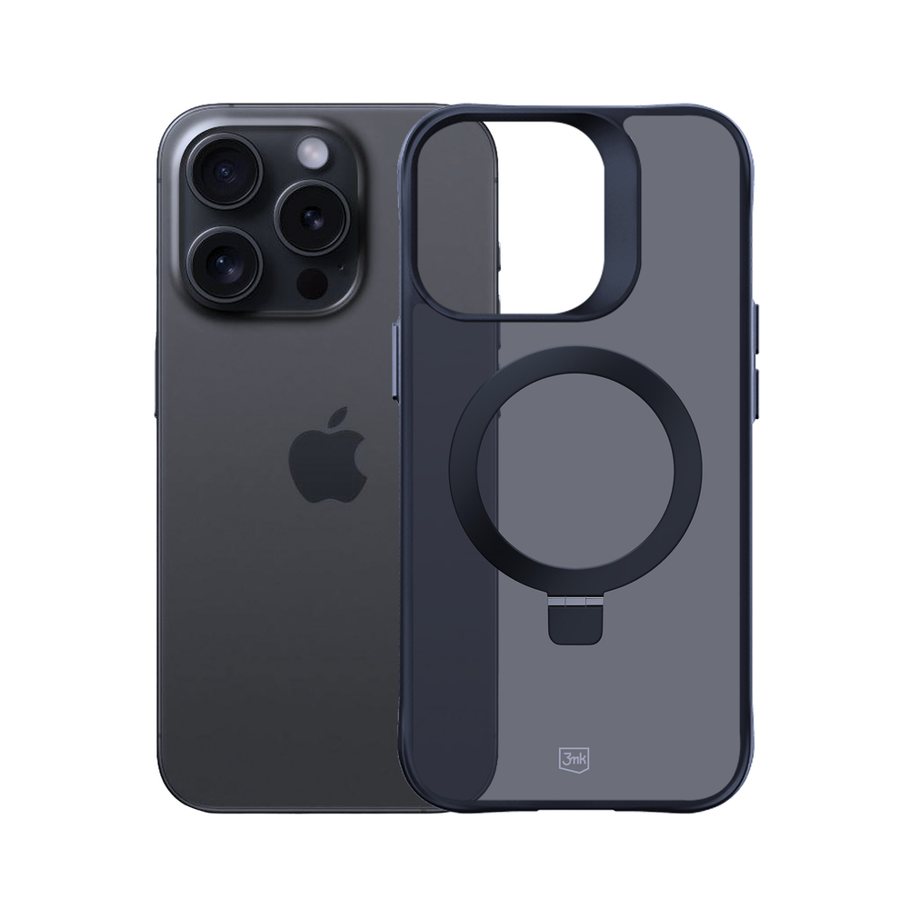 3mk Apple iPhone 15 Pro Max Case Smoke Case Mag&Stand, Black