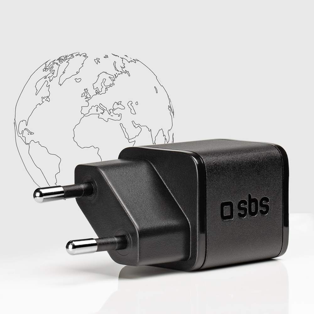 Sbs 20W GaN USB-C Wall Charger with Power Delivery, Black