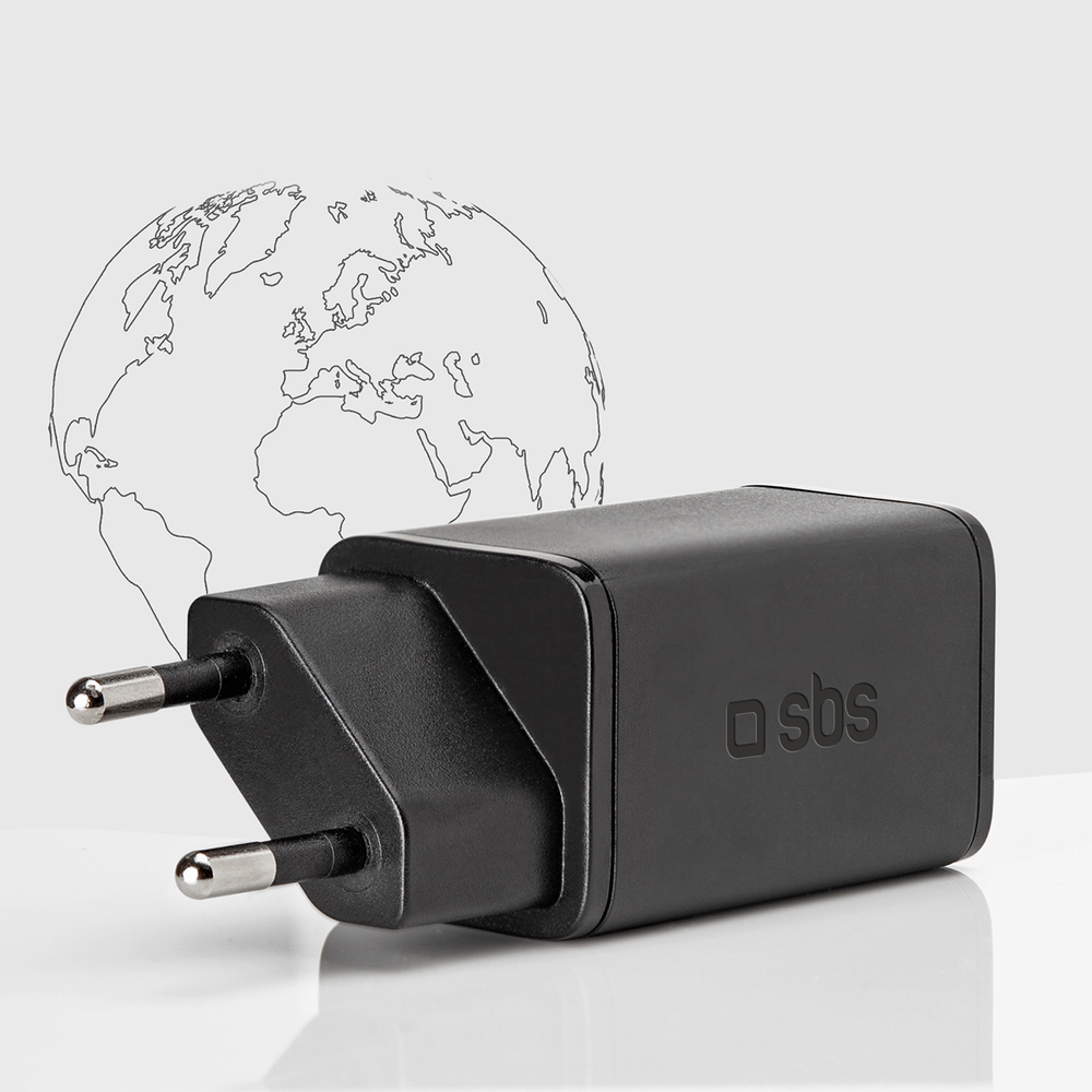 Sbs TETRGAN1C45W 45W GaN USB-C tīkla lādētājs ar Power Delivery, melns