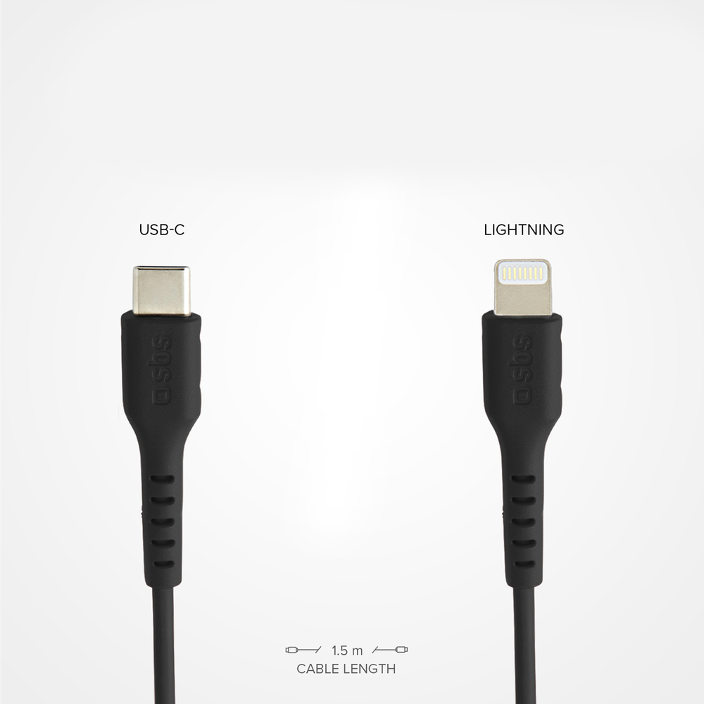 Кабель SBS USB-C - Lightning 1м, черный