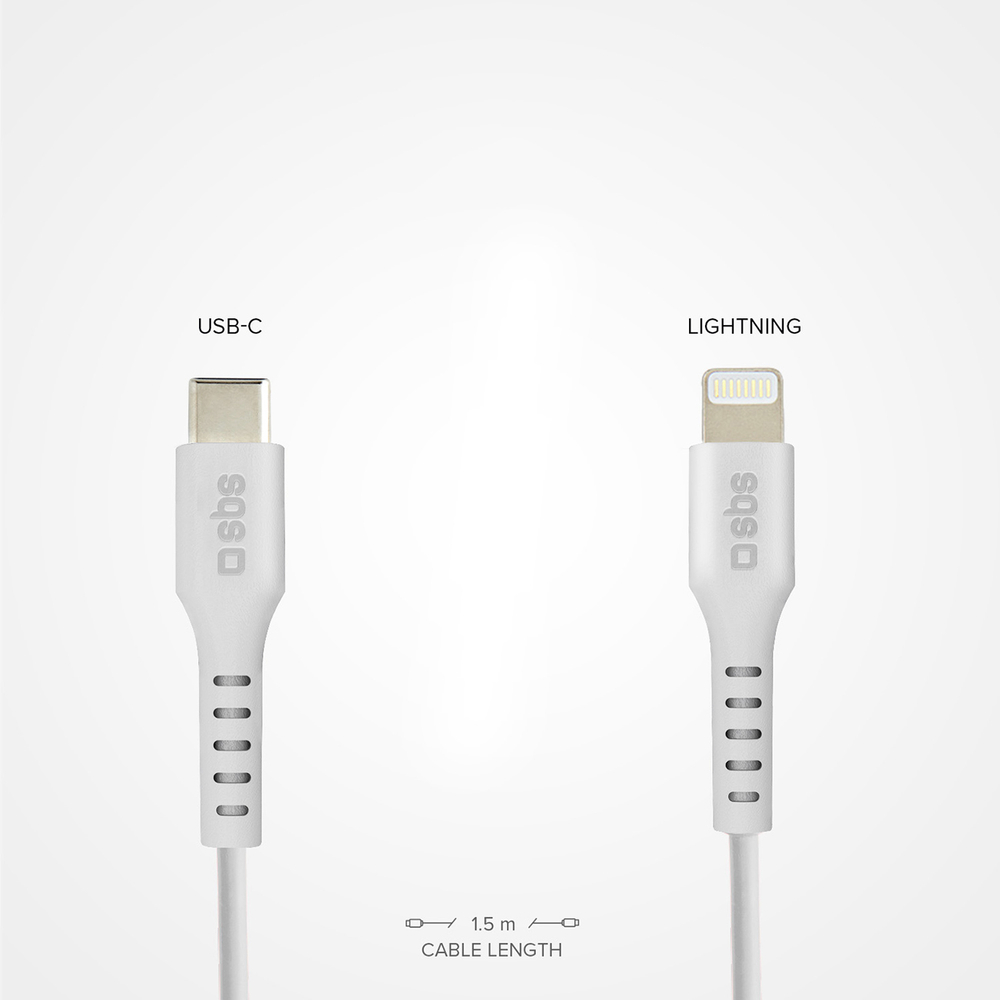 SBS USB-C uz Lightning kabelis MFi Certified, 1m, balts