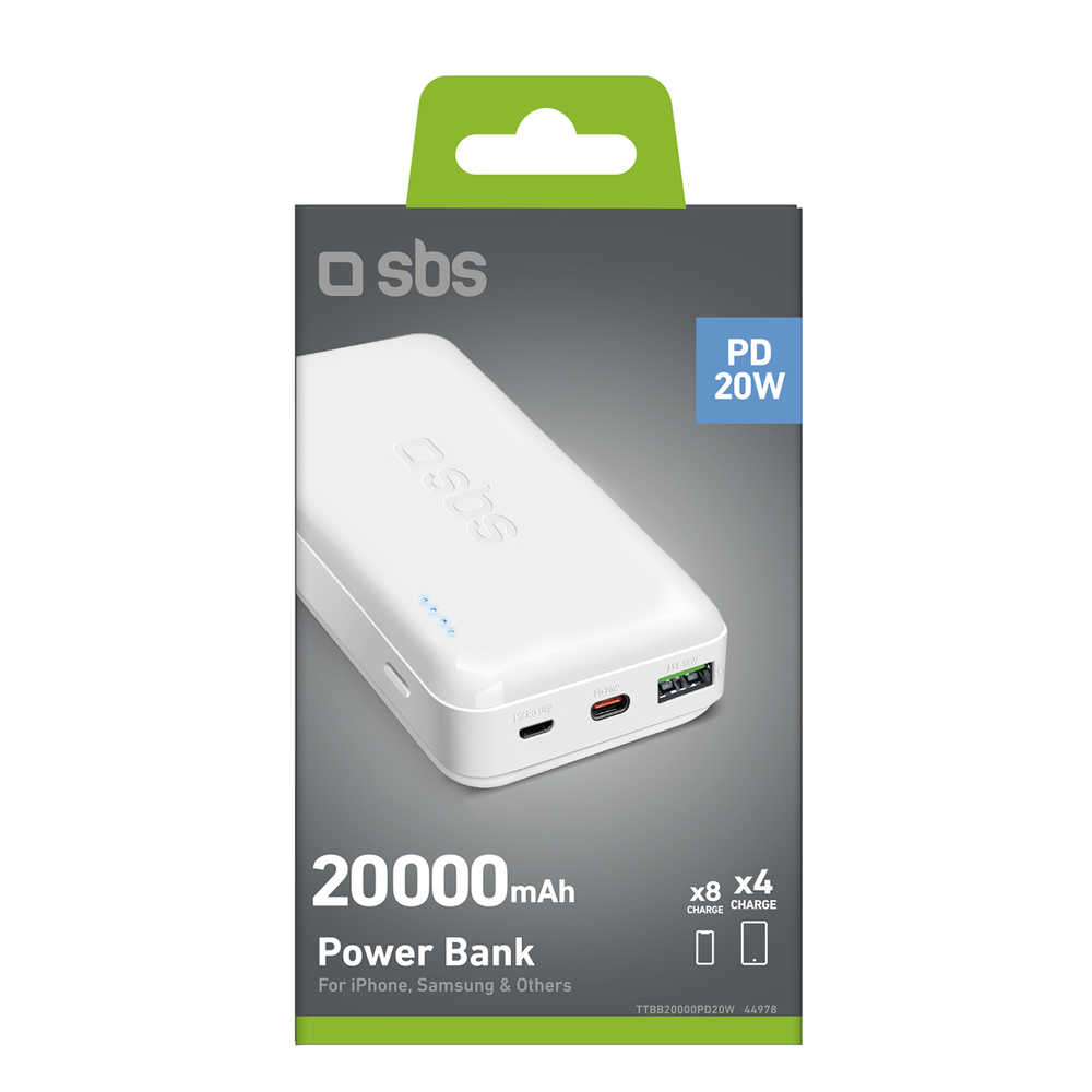 Sbs Powerbank 20000 mAh Power Delivery 20W, White
