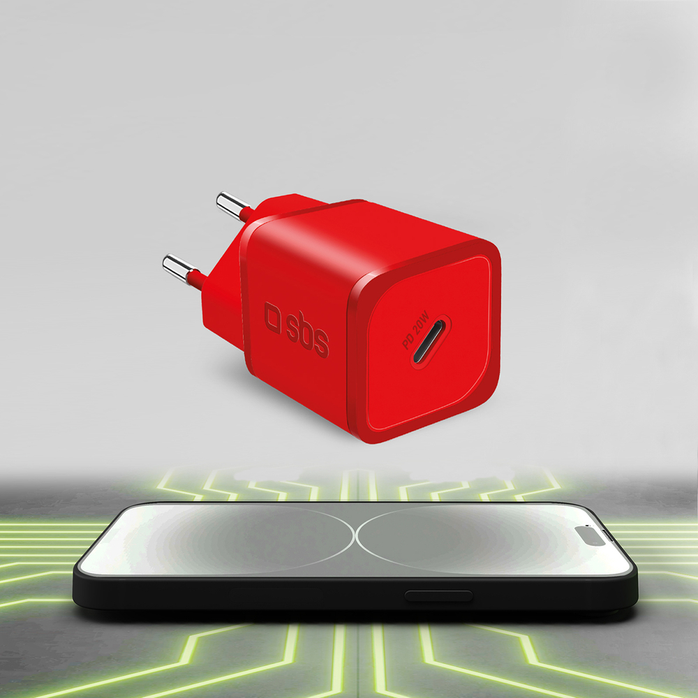 Sbs 20W GaN tīkla lādētājs ar Power Delivery, sarkans