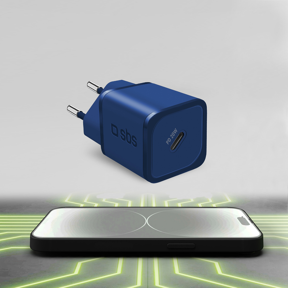 Sbs 20W GaN tīkla lādētājs ar Power Delivery, zils