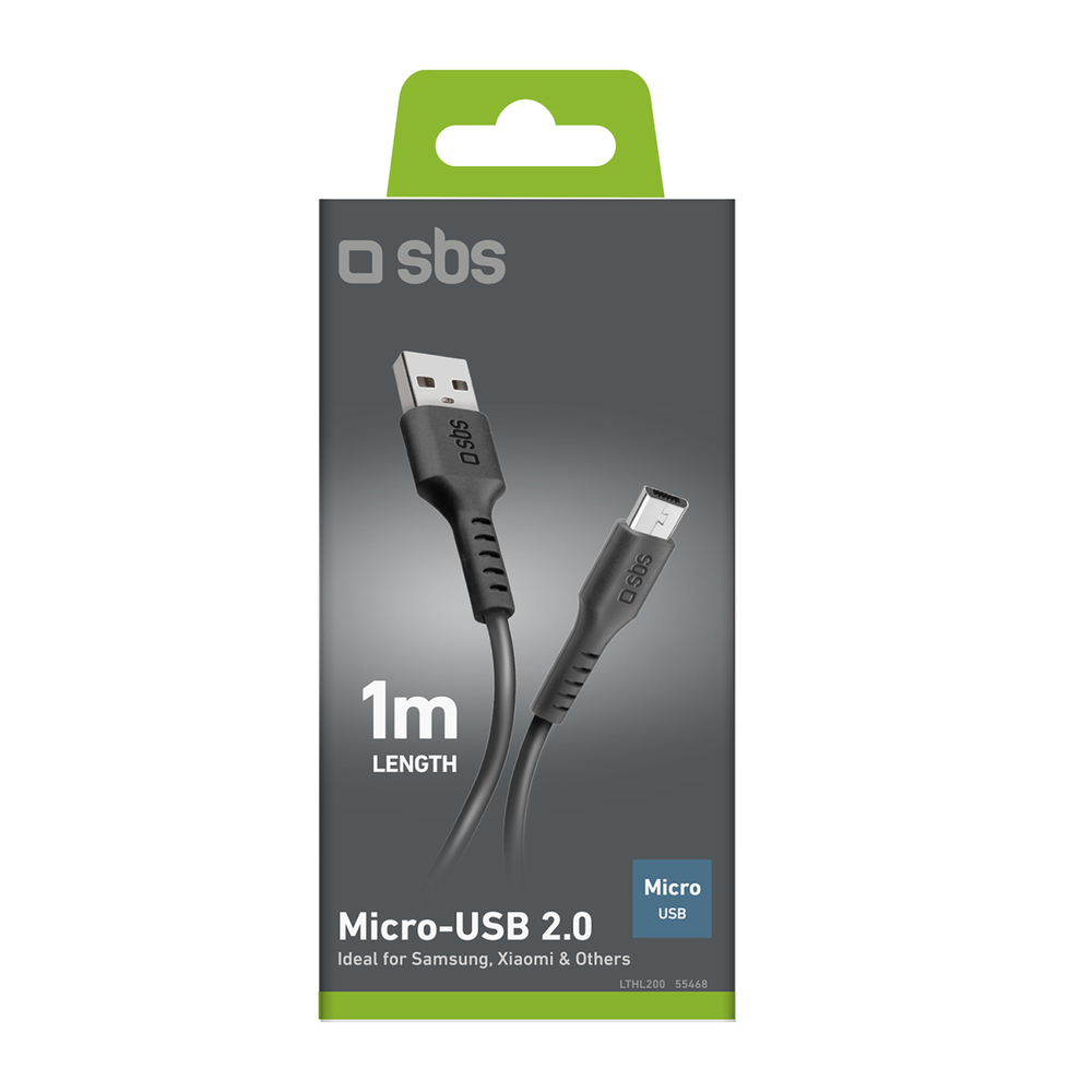 SBS LTHL200 USB-A - Micro-USB Cable 1m, Black