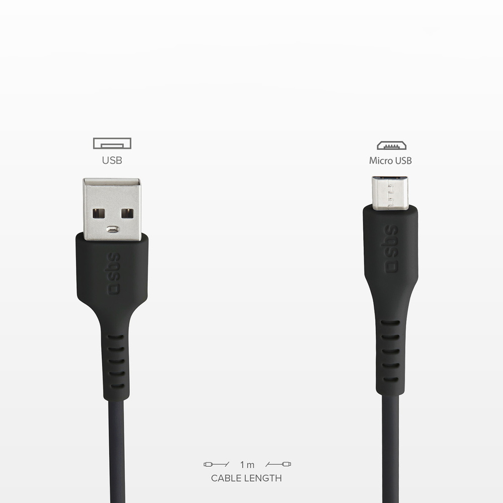 SBS LTHL200 USB-A - Micro-USB Cable 1m, Black