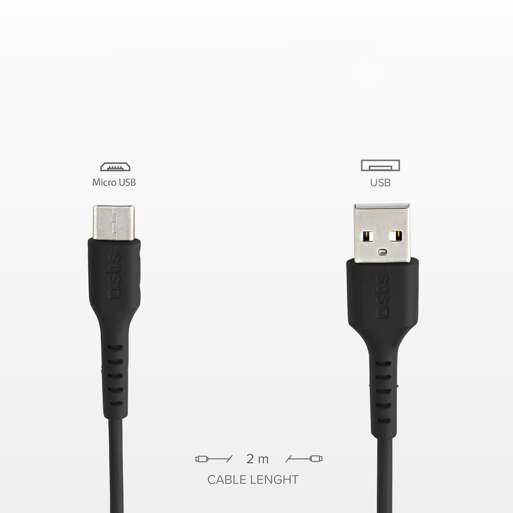 Sbs USB-A to Micro-USB Cable 2 m TECABLEMICRO2K, Black