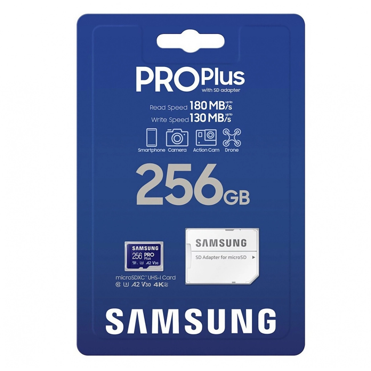 Карта Памяти Samsung PRO Plus microSDXC с SD Адаптером, 256 ГБ