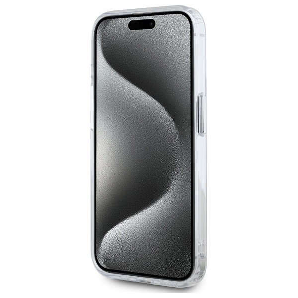 Karl Lagerfeld iPhone 15 Pro Max Case IML Metal Choupette Head MagSafe, White