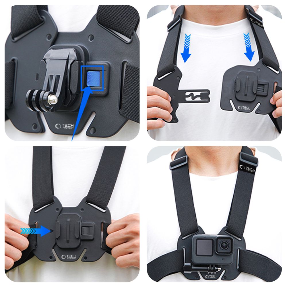 Tech-Protect GA100 Chest Mount harness for GoPro / DJI - black
