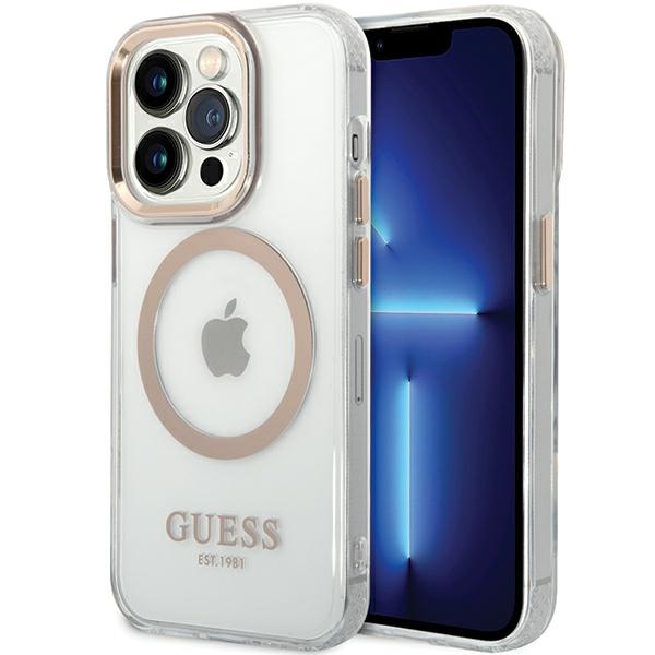 Guess Metal Outline Magsafe Case for iPhone 15 Pro Max - Gold