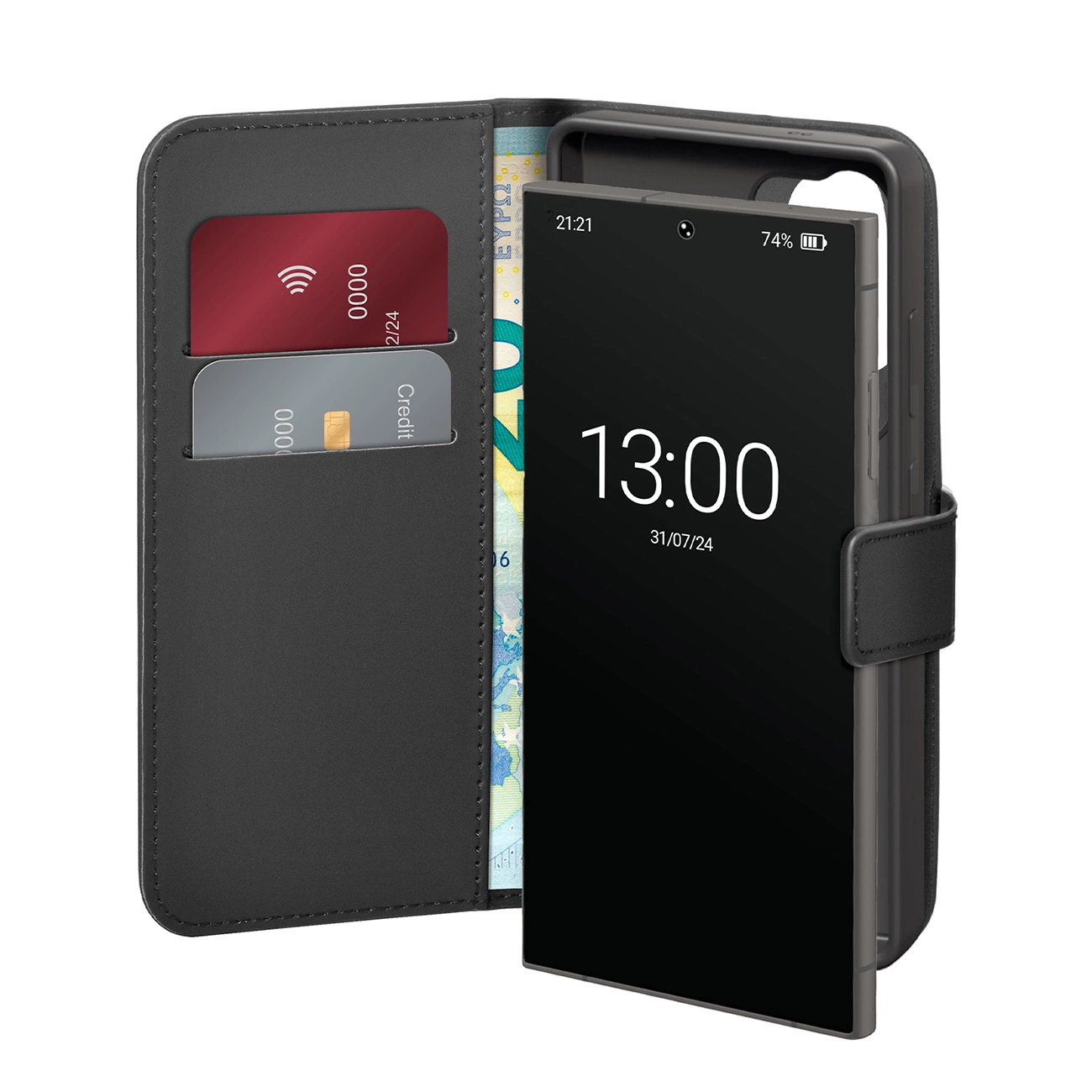 Puro Booklet Case for Samsung Galaxy S25 Ultra with Wallet, Black