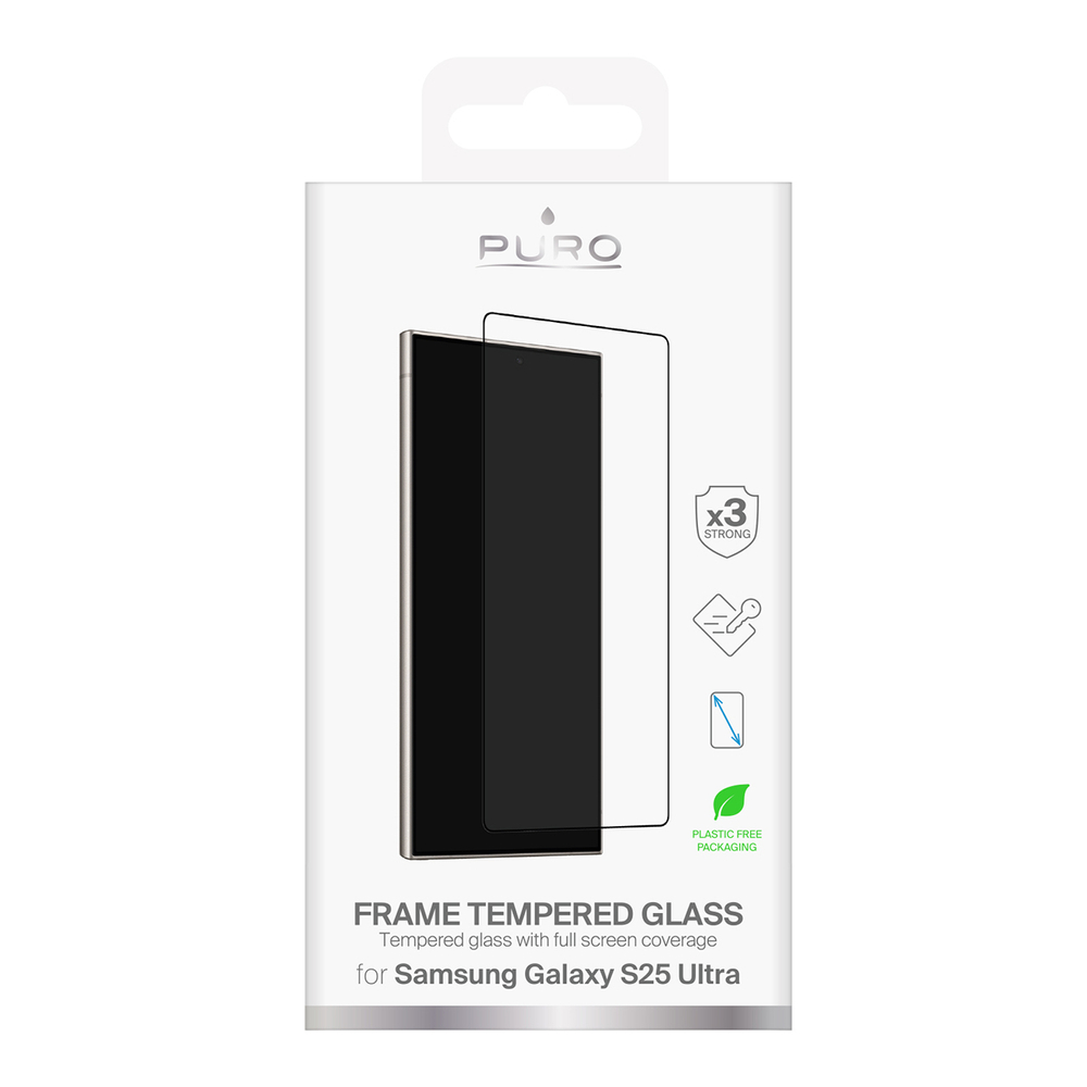 Puro Samsung Galaxy S25 Ultra Frame Tempered Glass, Black