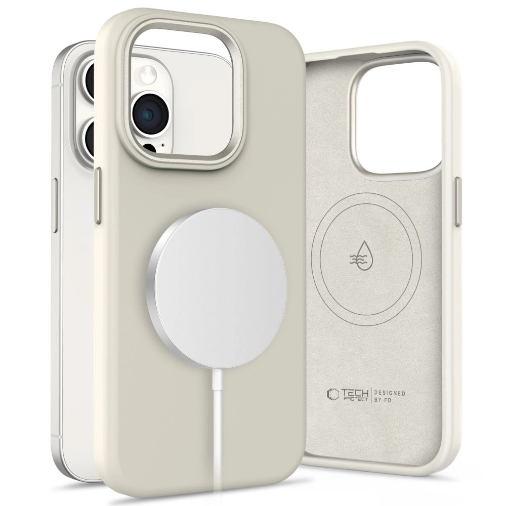 Tech-Protect Silicone PUz MagSafe case for iPhone 15 Pro Max - beige