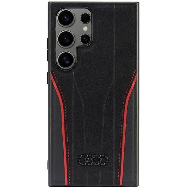Чехол Audi для Samsung Galaxy S24 Ultra Genuine Leather MagSafe, черный/красный