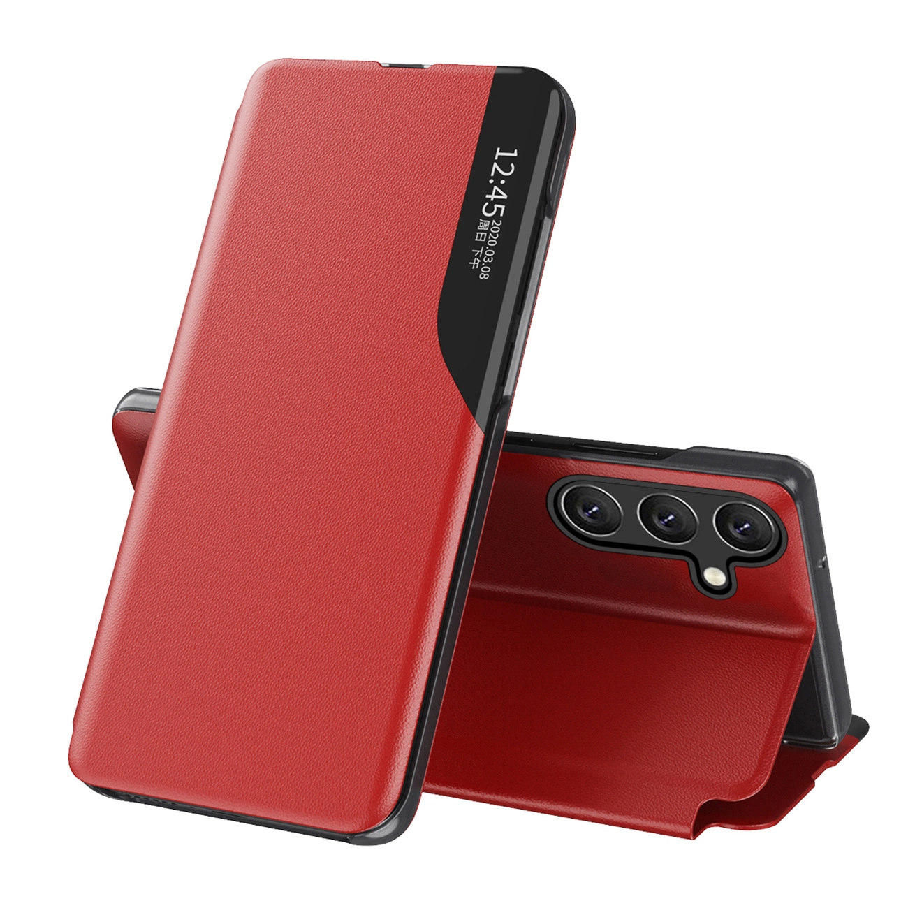 Hurtel Samsung Galaxy A36 atverams vāciņš maciņš grāmatiņa Eco Leather View Case, sarkans
