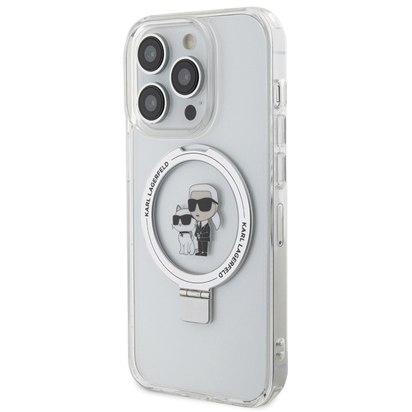 Karl Lagerfeld iPhone 15 Pro Max Case Ring Stand Karl&Choupette MagSafe, White