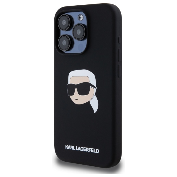 Apple iPhone 15 Pro Max 6.7\'\' Karl Lagerfeld Silicone Karl Head Print MagSafe Case Cover, Black | Telefona Maciņš...