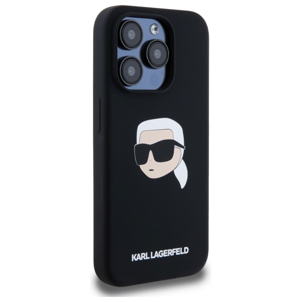 Apple iPhone 15 Pro Max 6.7\'\' Karl Lagerfeld Silicone Karl Head Print MagSafe Case Cover, Black | Telefona Maciņš...