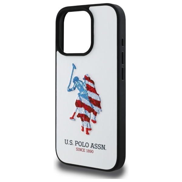 US Polo USHCP15XPUSH iPhone 15 Pro Max 6,7\\\", balta/balta āda, liels DH, amerikāņu karogs | 6.7\\\" white/white...