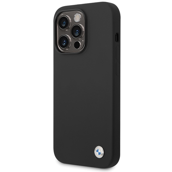 BMW iPhone 15 Pro Max vāciņš Silicone Metal Logo, melns